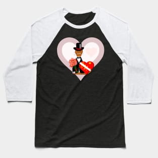 Oliver’s Valentines Date With Heart Background Baseball T-Shirt